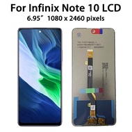 YY 6.95 "ของแท้สำหรับ Infinix Note 10 Note10ชิ้นส่วนจอสัมผัสแอลซีดีของเครื่องแปลงดิจิทัลสำหรับเปลี่ย