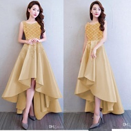 Toplyshop Dress Jialing / Dress Brukat Mix Saten / Dress Wanita / [ BISA COD & GRATIS ONGKIR ]