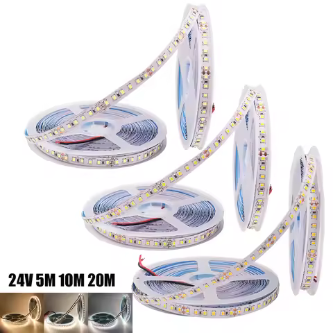 5M 10M 20M 24V LED Strip Light 2835 120LEDs/M Flexible Tape Ribbon Adhesive LED Rope Light 3000K 400
