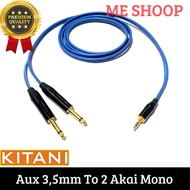 jack audio aux 3.5mm stereo to 2 akai mono trs 6.5mm 1meter