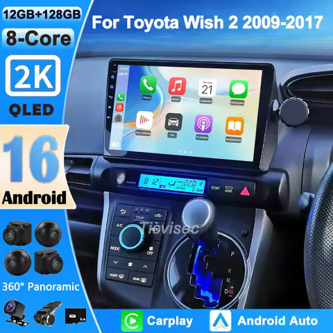 Toyota For Wish Car Radio Android 16 4G+WIFI Carplay For Toyota Wish 2 II XE20 2009 - 2017 Multimedi