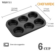 CHEFMADE 6 Cup Muffin Pan Non-stick Muffin Cake Mold Baking Tray Oven Bread Tart Baking Foundation M