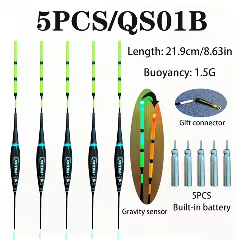 5PCS Night Fishing Float Gravity Sensor Auto Color Change Glow Electronic Bobber Luminous Carp Tackl