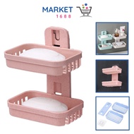 Market1688 2-tier Bar Soap Holder Bathroom Soap Box 2-tier Bathroom Shelf Paste Soap Holder