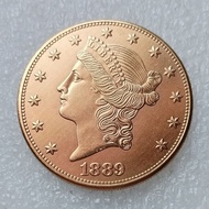 Factory Price American Freedom 20 Dollars Gold-Plated Coins 1889 Foreign Copy Gold-Plated Commemorat