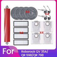17PCS for Roborock QV 35A / QR 598 / QR 798 Vacuum Cleaner Parts Main Side Brush HEPA Filter Mop Clo