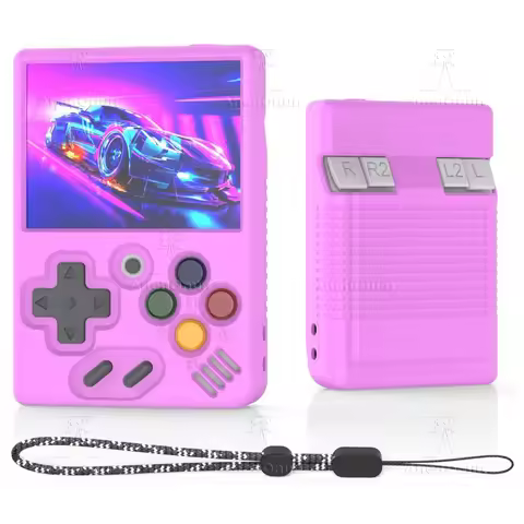 Miyoo Mini V4/Miyoo Mini Full Protective Case with Lanyard Anti-fall Anti-scratch Purple Silicone So