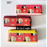 Princess 2-compartment leather pencil case with 3 colors (code 007)