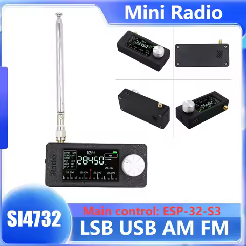 SI4732 All Band Radio Receiver 0.5-108mhz Pocket Mini Radio LSB USB AM FM ESP32 Mini Radio with Ante