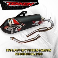GP7 TEKKEN CARBON STANDARD BLACK AND SILVER SERIES EXHAUST KLX 150 GP7 4.1 SERIES KLX 150 EXHAUST