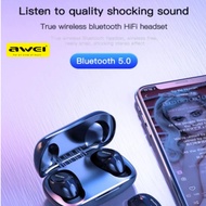 AWEI IPX TWS 5.0 Wireless Headphones Bass Stereo In Ear Bluetooth Earbuds Hands Free Headphones with Mic Charging Case