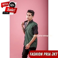 KEMEJA EMERALD BLACK HALF SHIRT (EMERALD & BLACK SPLIT SHIRT) / EMERALD BLACK HALF SHIRT (EMERALD & 