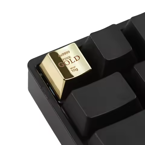 YMDK Gold Zinc Alloy Keycaps Personalized 2.25u Enter 1u Arrow WASD Fortune Freendom Poker Keycaps f