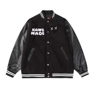 Nigo Human Made x Kaws 日潮刺繡字母毛巾愛心復古皮袖夾棉棒球服夾克外套 男女同款 香港發貨