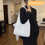 UAENAU2PG1 Korean Style Tote Bag, Versatile Lightweight Floral Print Lace Handbag, YK2 With Silk Sca