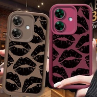 Fashion Black Lipprint Phone Case For Realme C53 C55 C61 C63 Note 60 50 60X V60 V50 V60S V50S GT 6 6