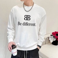 Bb Lazy Style Letter Printed Sweatshirt Men Women Contrast Style Casual All-Match Loose Long-Sleeved Couple Style Top Collar Lab