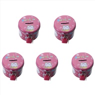 (LC7G) 5 x Cylinder Design Cartoon Print Piggy Bank Coin Money Saving Box W Padlock