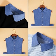 Kolar denim baju wanita, kolar palsu, kolar palsu baju sejuk musim bunga dan musim luruh, aksesori h