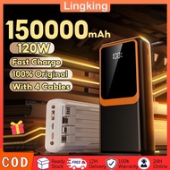 Powerbank 150000mAh 120W Super Fast Charge With 4 Cable Power Bank LED Display Big Battery Fast Char