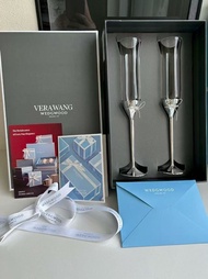 【全新】WEDGWOOD王薇薇Vera wang愛之結繩香檳對杯甜酒結婚禮物套裝禮盒