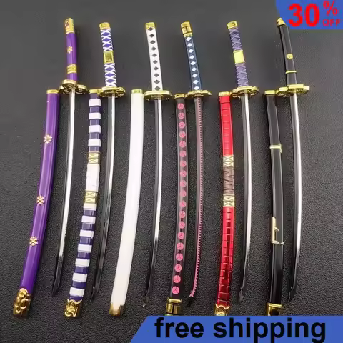 26cm One Piece Roronoa Zoro Weapon Keychains Anime Metal Sword Weapon Santōryū Meito Katana Ornament