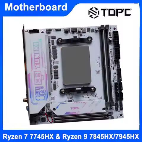 TOPC NAS Motherboard Ryzen 7745HX R9 7845HX/8945HX ITX Home Processor DDR5 6200MHz 4*SATA Slots(6Gb/