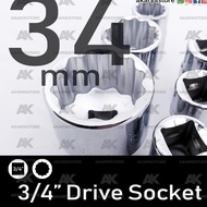 MATA M10 Tools - 3/s 4" Drive Socket 12pt 34mm Socket Bit/