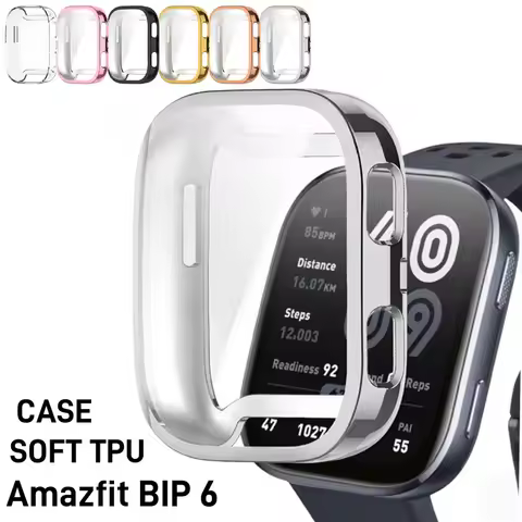 Soft TPU Case for Amazfit Bip 6 Protective Full Screen Protector Protective Electroplated Transparen