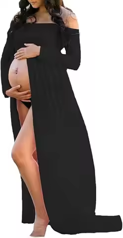 Mommy Jennie Maternity Dress Long Sleeve Gown for Photoshoot