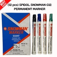 (1 Pack 12 pcs) SNOWMAN PERMANENT MARKER AG12/G-12 BLACK BLUE RED PERMANENT MARKER BLACK BLUE SNOWMA