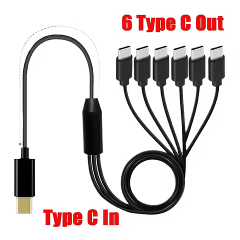 Type C to USB C Cable Splitter 1 in 6 out USB C Extension Adapter Wire Phone Tablet Gamepad for Swit
