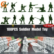 100pcs/lot 3.5cm High Mini Soldier Model WW2 Plastic Soldier Figures Sandbox Game Toys