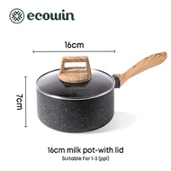 Ecowin ไม่ติดหม้อซุป กระทะเล็ก 16/18/20cm หม้อนม กะทะหินอ่อนเหมาะสำหรับเตาแม่เหล็กไฟฟ้าและเตาแก๊ส