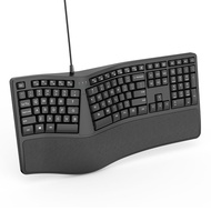 Ergonomic Keyboard with Cushioned Wrist Rest USB Wired Keyboard Laptop Office Keyboard