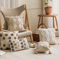 1pc Moroccan & Nordic Style Plush Geometric Embroidery Decorative Pillow Cover, Suitable For Sofa Be