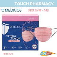 MEDICOS (NEW) Slim Fit Size 175 HydroCharge 4ply Surgical Face Mask COTTON PINK 50’s