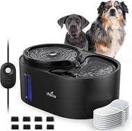 iPettie Waterfall Dog Water Fountain, Hygienic 5-Stage Filtered Water, 2 Heights to Drink from, Wate