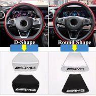 For Benz AMG W203 W204 W205 W176 W211 W212 W213 GLA GLC Car Steering Wheel Emblem Sticker Decoration Auto Interior Metal Replacement Decal Badge Accessories