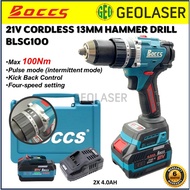 Boccs 21V BLSG100 100Nm 13mm Cordless Hammer Drill C/W 2x4.0ah Battery