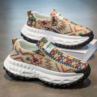 香港潮男必備！透氣刺繡老爹鞋厚底增高懶人鞋 運動休閒鞋- 黑色 39