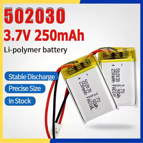 3.7V 250mAh 502030 LiPo Rechargeable Battery PH2.0 Plug 502030 Battery for Bluetooth Headset Car Rec