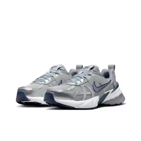 Nike V2K Run Wolf Grey/Midnight Navy Comfortable and versatile low-top Y2K retro running shoes for m