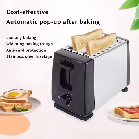 Electric Toaster Machine Mini 2 Slice Slot Stainless Steel Restaurant Appliance Sandwich Burger Bun 