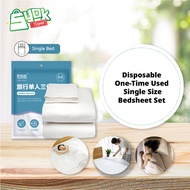 [Disposable Bed Sheet] One-Time 3-in-1 Single Size Bedsheet Set Pillow Case Quilt Cover Best For Tra