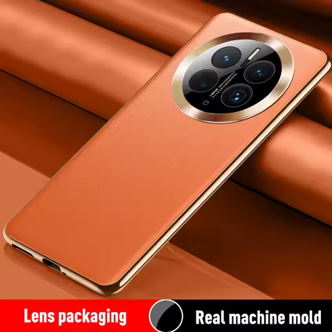 Original Mate50Pro Hard PC Capa For Huawei Mate 50 Pro Case luxury Leather shockproof Plating Cover 