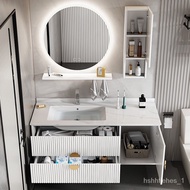 Light Luxury Bathroom Cabinet Bathroom Table Basin Wash Basin Cabinet Combination Simple Modern Smart round Mirror Cab00