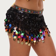 Belly Dance Glitter fringe skirt waist chain Square Dance glitter fringe skirt hip towel Indian danc