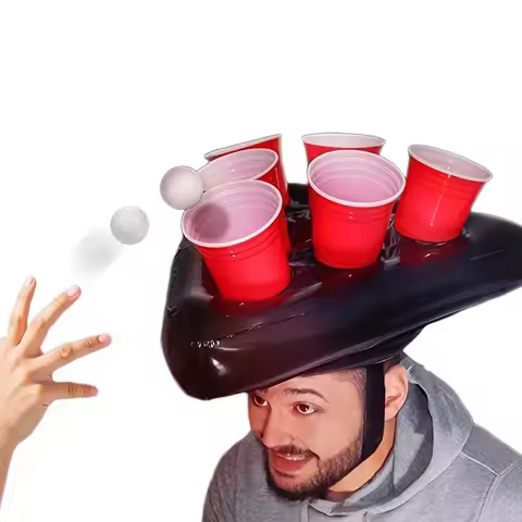 Inflatable Cup Holder Headband Must-Have Funny Beer Hat for Ping Pong Parties Centerpiece Party Deco