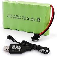 Gecoty® 7.2 V NI-MH Battery Pack, 2400 mAh Rechargeable AA RC Car Battery, 7.2 V Battery with Chargi